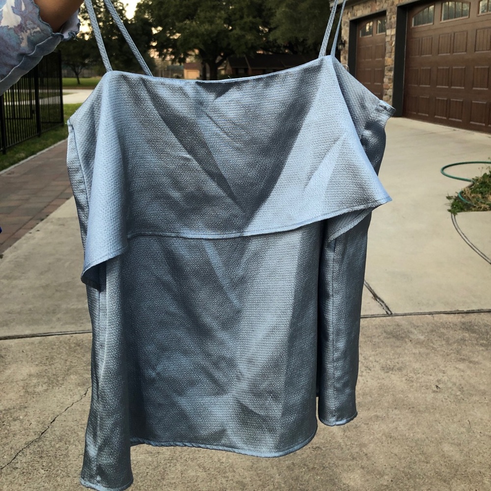 Blue silk top